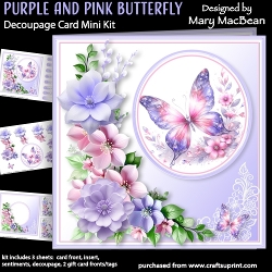 Purple and Pink Butterfly - Decoupage Card Mini Kit