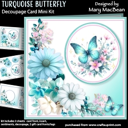 Turquoise Butterfly - Decoupage Card Mini Kit