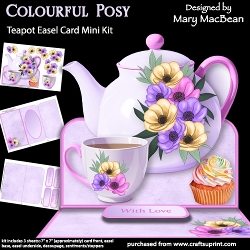 Colourful Posy - Teapot Easel Card Mini Kit
