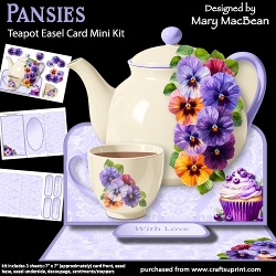 Pansies - Teapot Easel Card Mini Kit