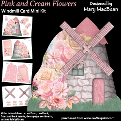Pink and Cream Flowers - Windmill Card Mini Kit