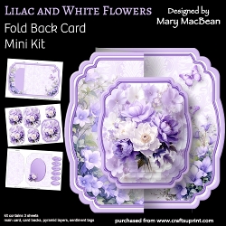 Lilac and White Flowers - Fold Back Card Mini Kit