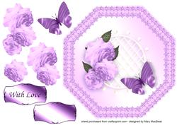 Lilac Roses Octagonal Decoupage Card