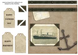 Vintage Ship Fathers Day or Birthday Card