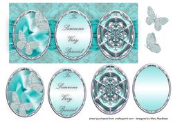 Three Cameos Dl Card - Aqua