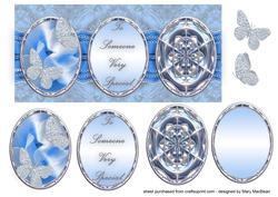 Three Cameos Dl Card - Blue