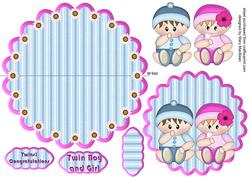 Twin Boy and Girl Wobble Card