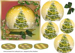 Christmas Tree Snow Globe Pyramid Card