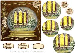 Church Windows Christmas Snow Globe Pyramid