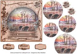 Winter Sunset - Snow Globe Pyramid Card