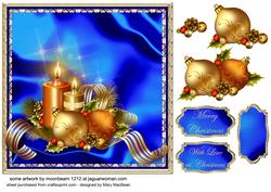 Candles and Silk Christmas Decoupage - Blue