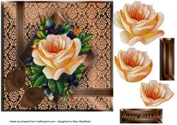 Blush Rose Square Decoupage Card