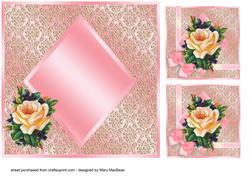 Blush Rose Square Decoupage Card Pink Insert