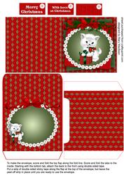 Christmas Kitten - White, Mini Card and Envelope