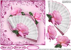 Pink Roses with Fan Decoupage Card