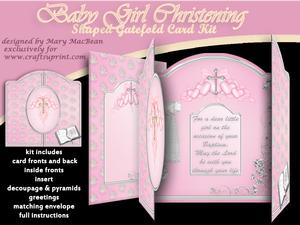 Baby Girl Christening Gatefold Card Kit