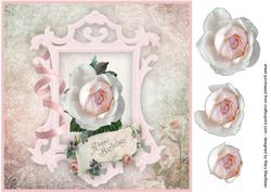 Birthday Rose Shabby Chic Card Front