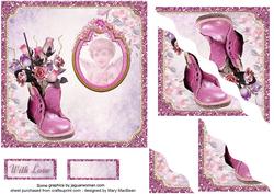 Rosebuds, Boot and Angel Corner Stacker Card Front