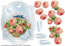 Basket of Roses Shaped Decoupage Card