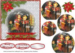 Carol Singers Snow Globe Pyramid Card Front