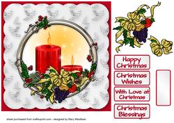 Christmas Candles in Enamelled Frame