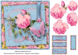 Pink Rose Shabby Chic 7" x 7" Card Front