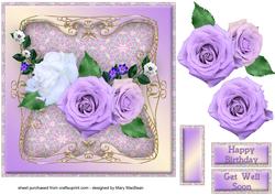 Lilac and White Roses Birthday or Get Well Card