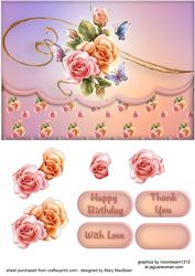 Pastel Roses Faux Envelope Multi Use Card
