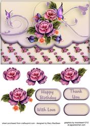 Rose Cluster Faux Envelope Multi Use Card