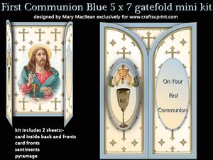 First Communion Blue 5 x 7 Gatefold Mini Kit