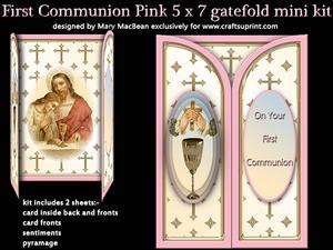 First Communion Pink 5 x 7 Gatefold Mini Kit