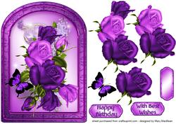 Purple Roses Arched Card