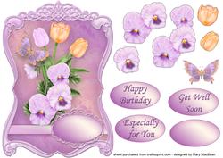 Pansies and Tulips Fancy Shaped Topper