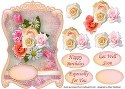 Pastel Roses Fancy Shaped Topper
