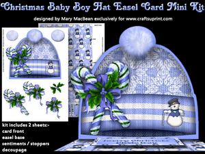 Christmas Baby Boy Hat Easel Card Mini Kit