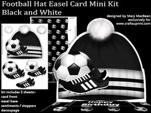 Football Hat Easel Card Mini Kit - Black & White