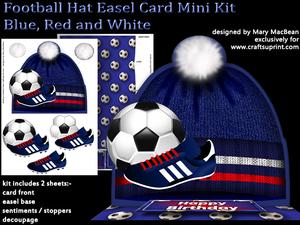 Football Hat Easel Card Mini Kit - Blue, Red & White