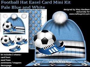 Football Hat Easel Card Mini Kit - Pale Blue & White