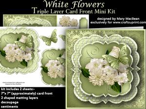 White Flowers Triple Layer Card Front Mini Kit