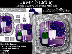 Silver Wedding Triple Layer Card Front Mini Kit