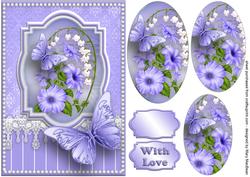 Lavender Flowers, Lace and Butterflies