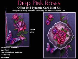 Deep Pink Roses Offset Fold Card Mini Kit