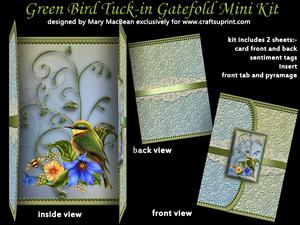 Green Bird Tuck-in Gatefold Mini Kit