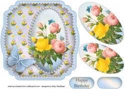Shabby Chic Mixed Roses Shaped Card