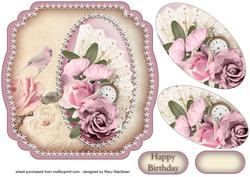 Shabby Chic Fan and Roses Shaped Card