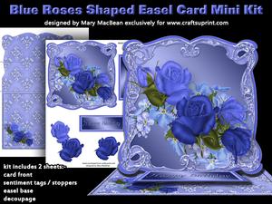 Blue Roses Shaped Easel Card Mini Kit