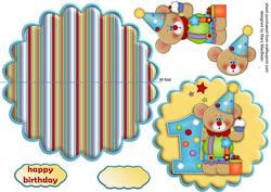 Birthday Bear Age 1 Wobble Card