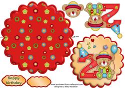 Birthday Bear Age 2 Wobble Card