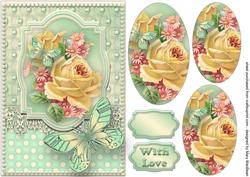 Roses, Lace and Butterflies - Mint
