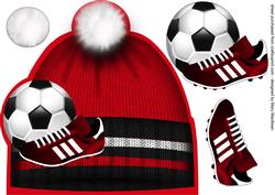 Football Hat Red, Black and White Card Front 8 x 8